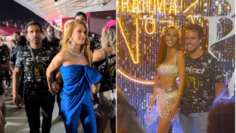 Marina Ruy Barbosa curte 1º carnaval com noivo e encontra ex-marido e namorada no mesmo camarote