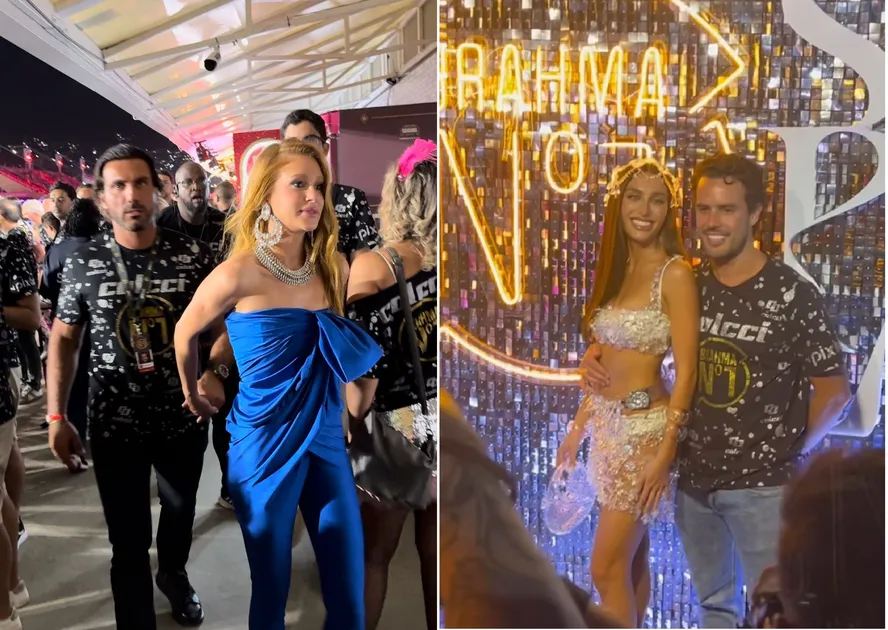 Marina Ruy Barbosa curte 1º carnaval com noivo e encontra ex-marido e namorada no mesmo camarote